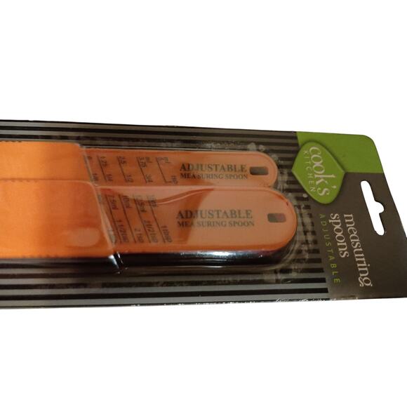 Cook's Kitchen Adjustable Measuring Spoons Set Of 2 Orange - Picture 2 of 3